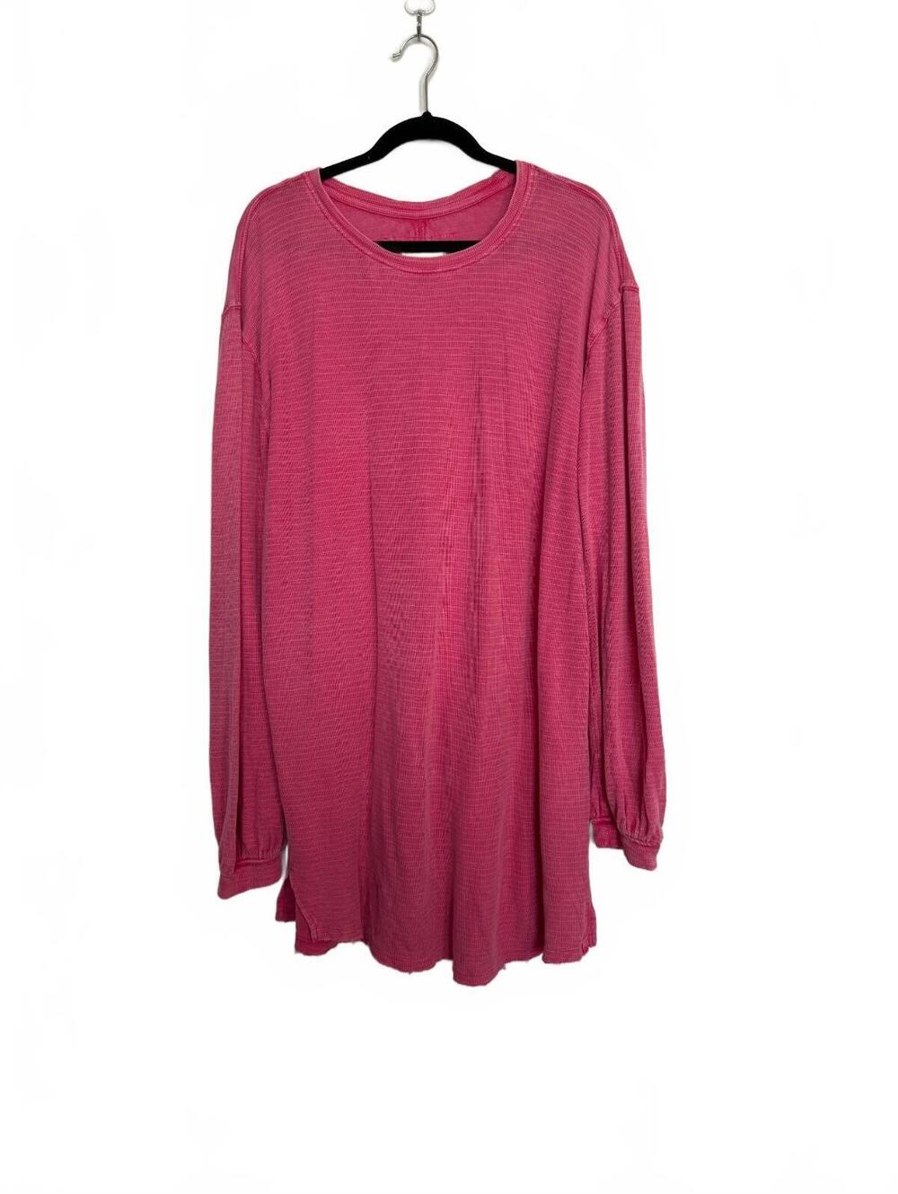 We The Free Oversize Pink Ribbed Knit Long Sleeve Relaxed Dress